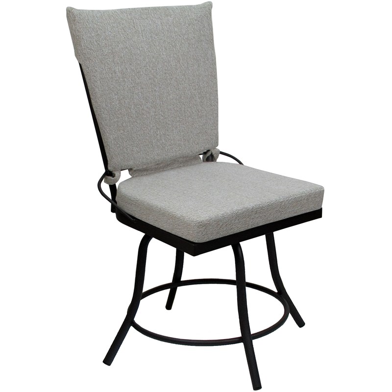 Afuera Living Outdoor Swivel Dining Chair with White Fabric and Black Frame