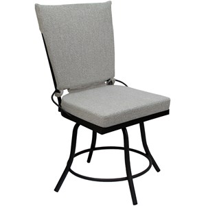 Afuera Living Outdoor Swivel Dining Chair with White Fabric and Black Frame