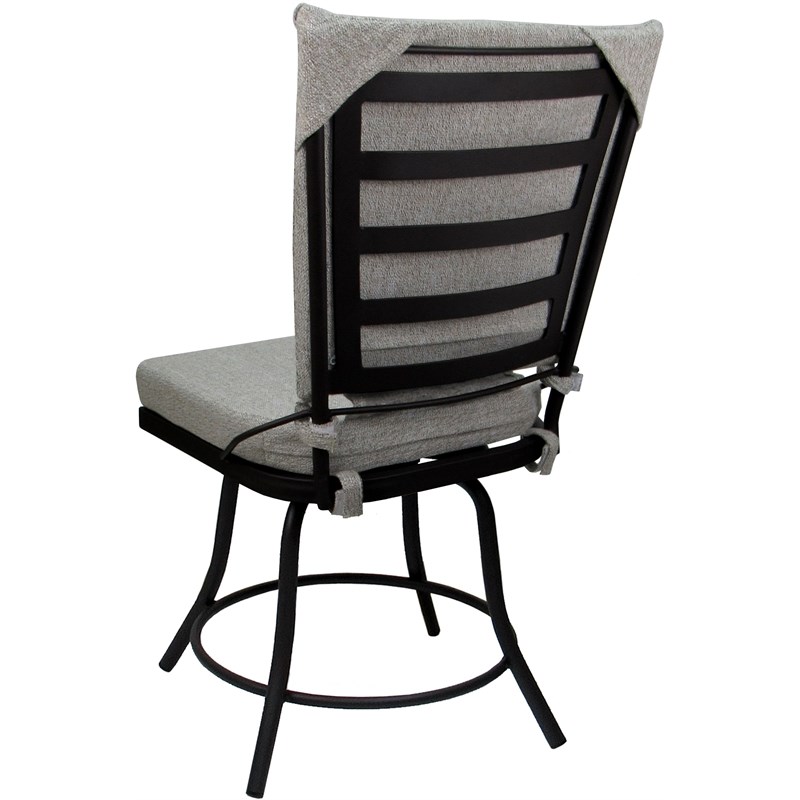 Afuera Living Outdoor Swivel Dining Chair with White Fabric and Black Frame