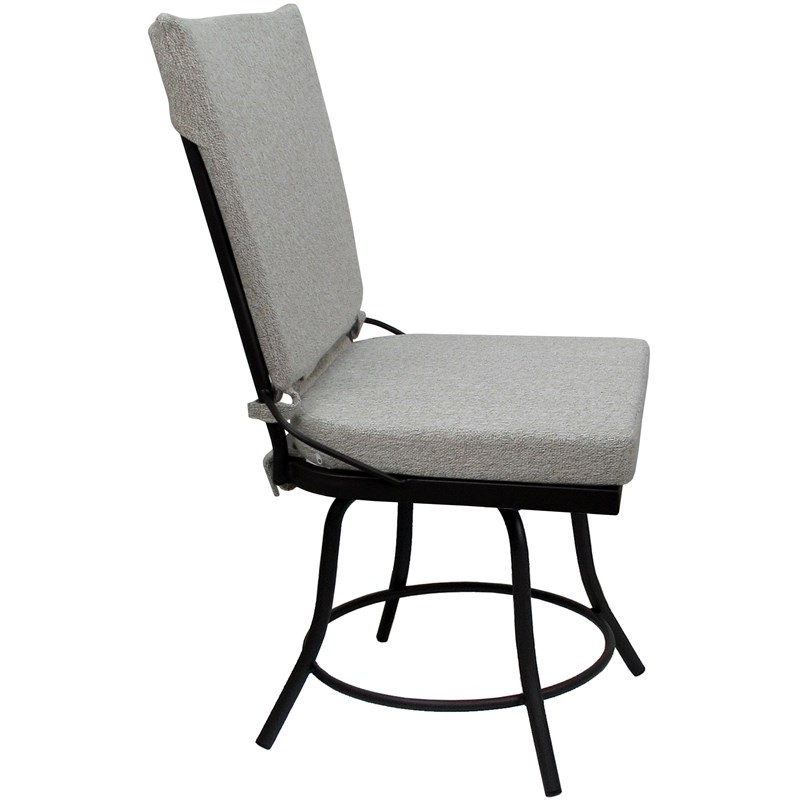 Afuera Living Outdoor Swivel Dining Chair with White Fabric and Black Frame