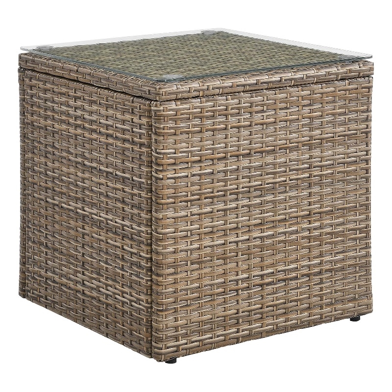 Afuera Living Rattan Weave Outdoor Patio End Table with Aluminum Frame