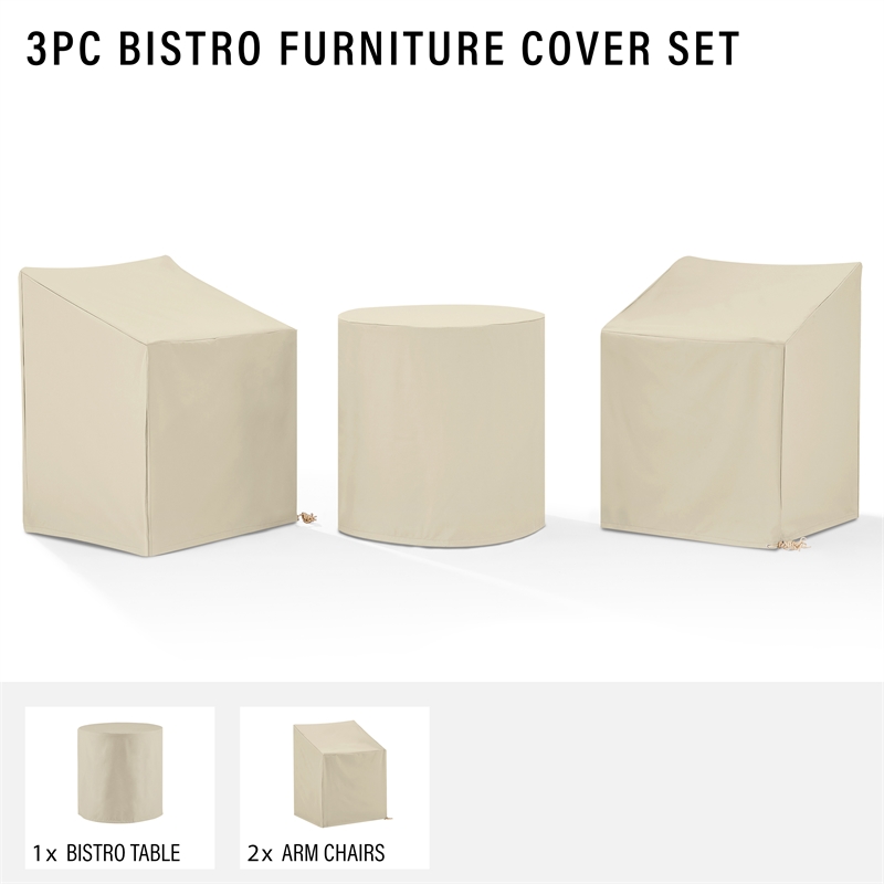 Afuera Living Vinyl Bistro Outdoor Cover 3PC Set in Tan