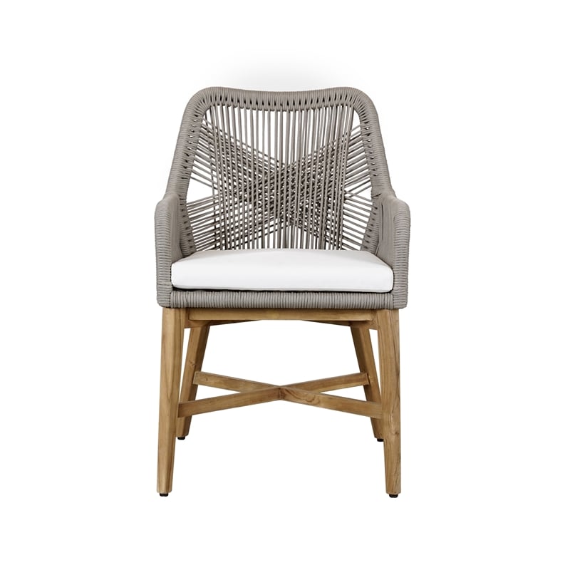 Afuera Living Wood & Olefin Outdoor Dining Chair in Ash Gray and Brown
