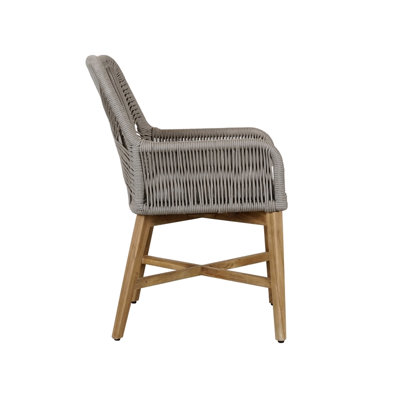 Afuera Living Wood & Olefin Outdoor Dining Chair in Ash Gray and Brown