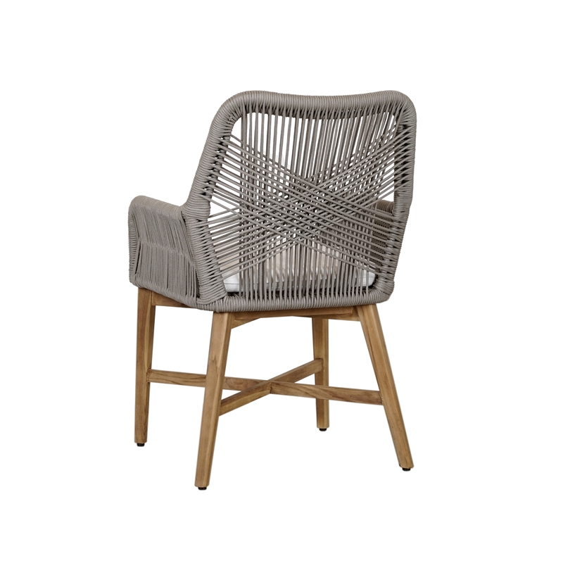 Afuera Living Wood & Olefin Outdoor Dining Chair in Ash Gray and Brown