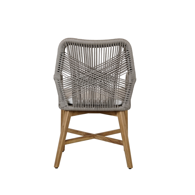 Afuera Living Wood & Olefin Outdoor Dining Chair in Ash Gray and Brown