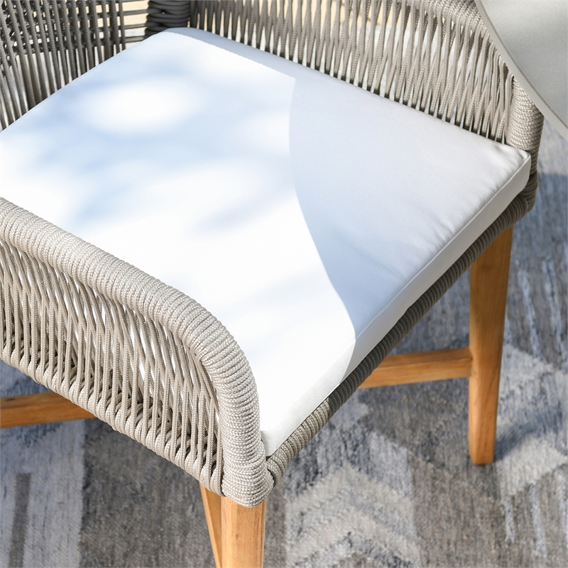 Afuera Living Wood & Olefin Outdoor Dining Chair in Ash Gray and Brown