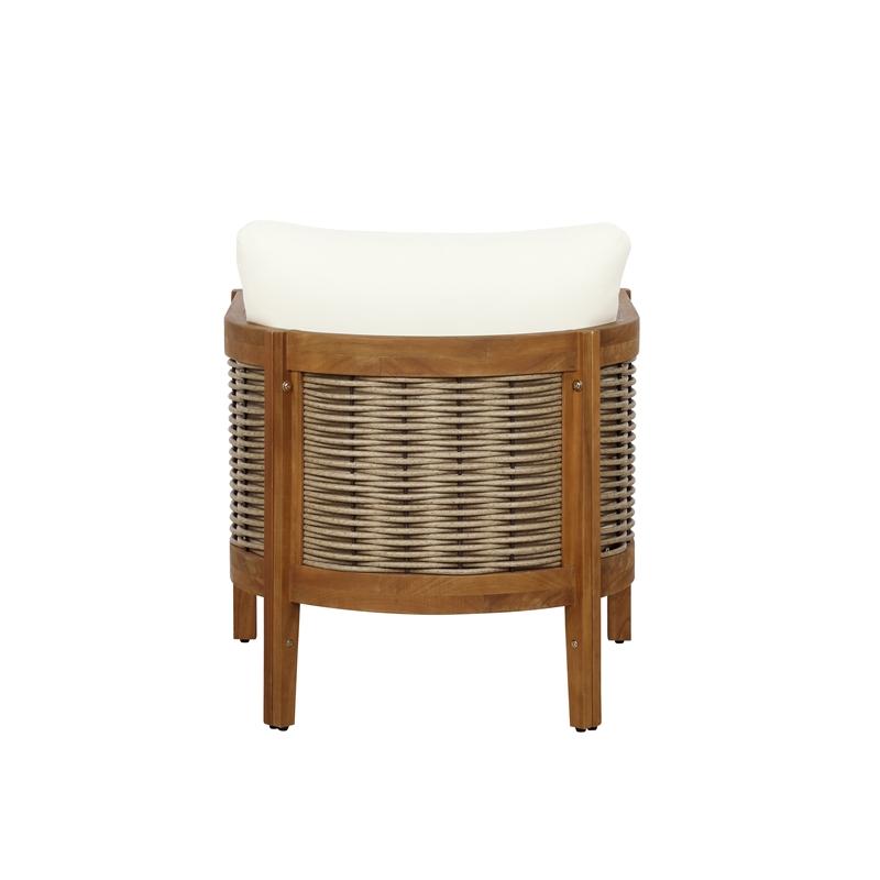 Afuera Living Acacia Wood Club Chair with Beige Cushions Coastal Design