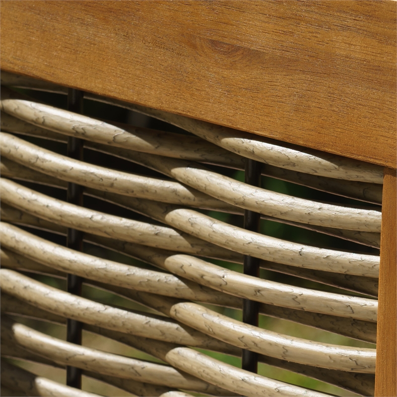 Afuera Living Acacia Wood Club Chair with Beige Cushions Coastal Design