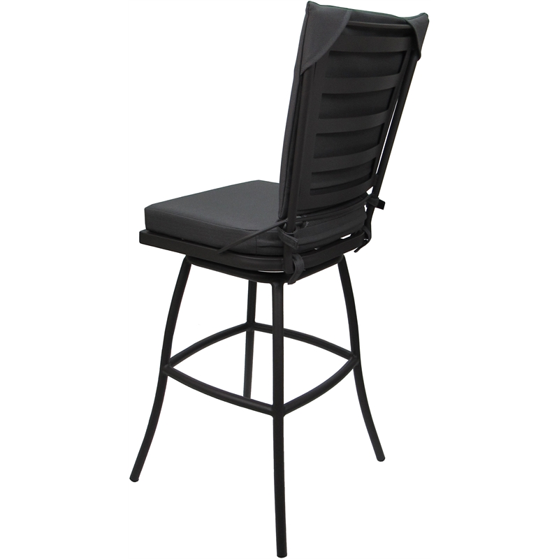 Afuera Living Outdoor/Indoor Bar Stool Armless Gray Frame Fabric Cushion