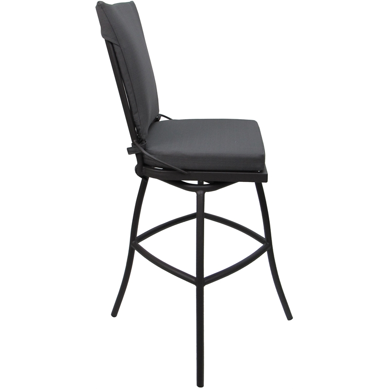 Afuera Living Outdoor/Indoor Bar Stool Armless Gray Frame Fabric Cushion