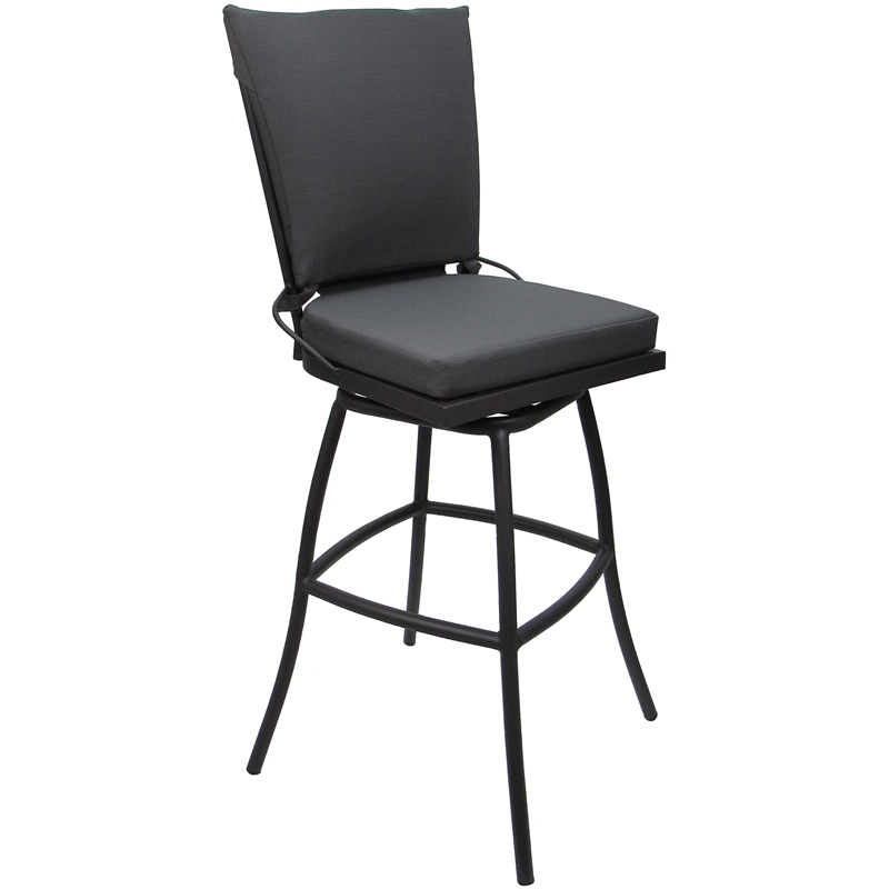 Afuera Living Outdoor/Indoor Bar Stool Armless Gray Frame Fabric Cushion