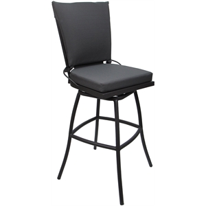 Afuera Living Outdoor/Indoor Bar Stool Armless Gray Frame Fabric Cushion