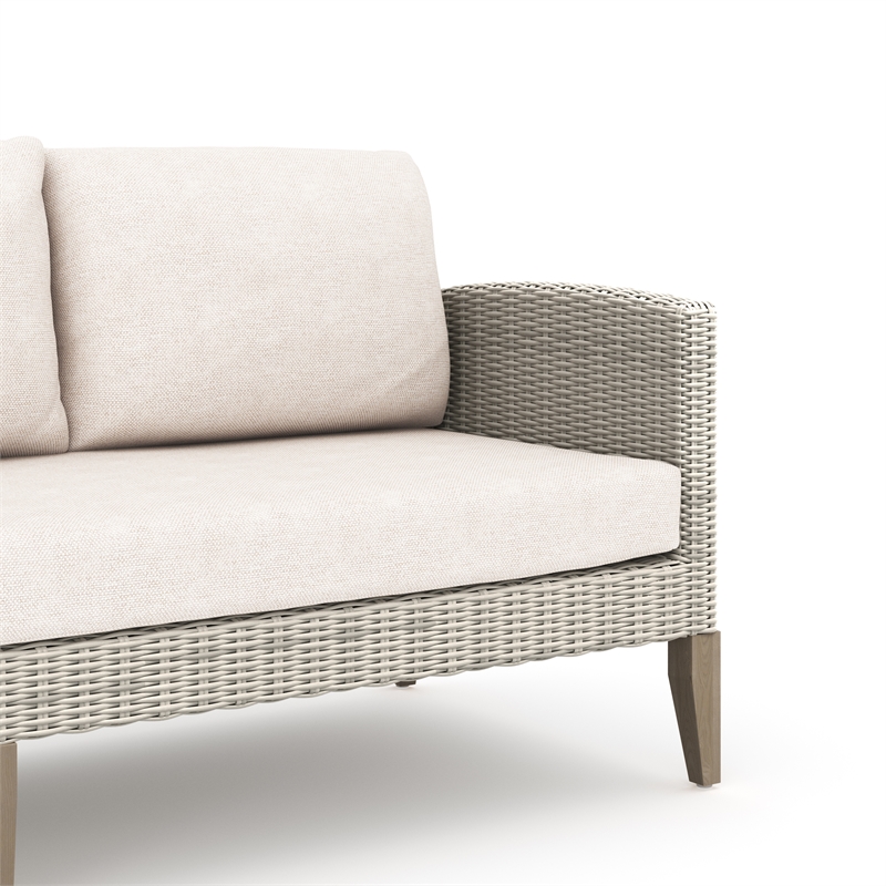 Afuera Living 6-Piece Patio Wood and Wicker Set in Taupe Fabric