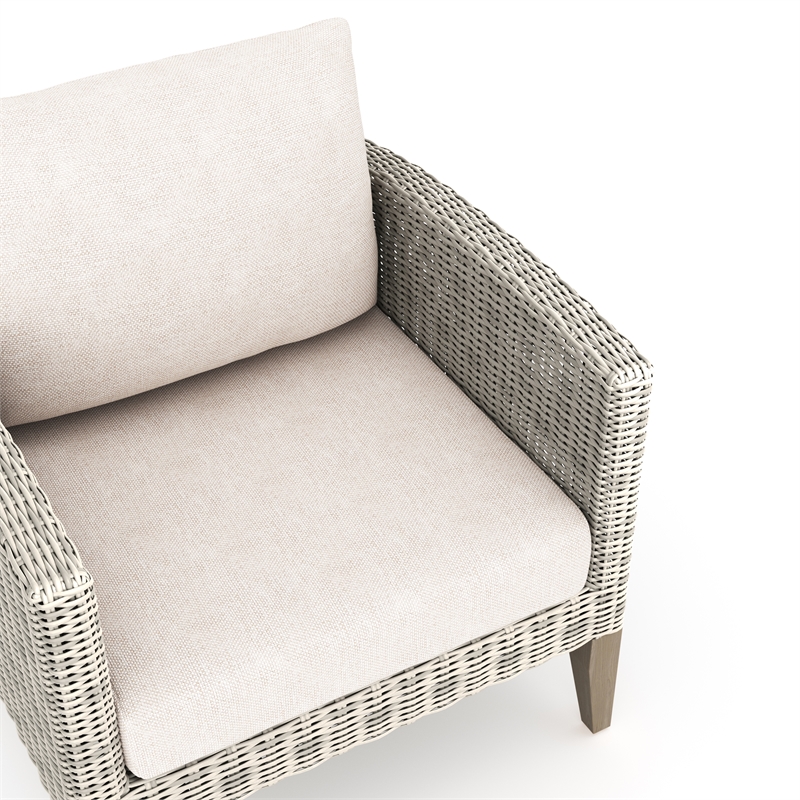 Afuera Living 6-Piece Patio Wood and Wicker Set in Taupe Fabric