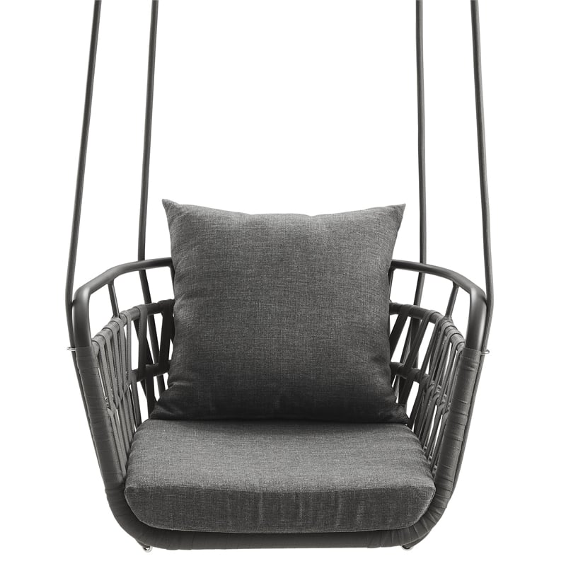 Afuera Living Swing Chair with Charcoal Polyester Straps and Aluminum Frame