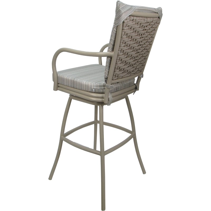 Afuera Living Outdoor/Indoor Bar Stool with Arms Cream Fabric Cushion