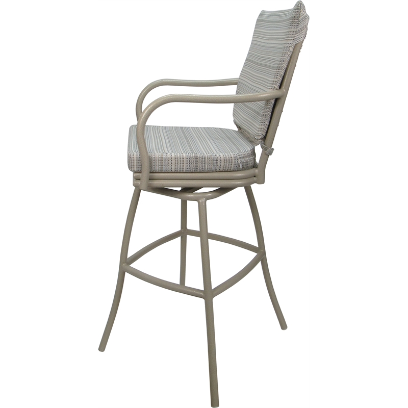 Afuera Living Outdoor/Indoor Bar Stool with Arms Cream Fabric Cushion