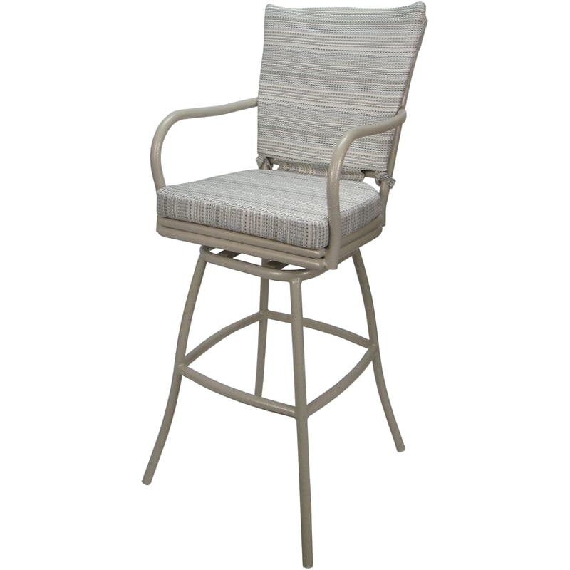 Afuera Living Outdoor/Indoor Bar Stool with Arms Cream Fabric Cushion
