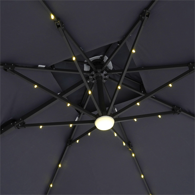 Afuera Living Aluminum LED Red Double Top Square Umbrella with Solar Panel