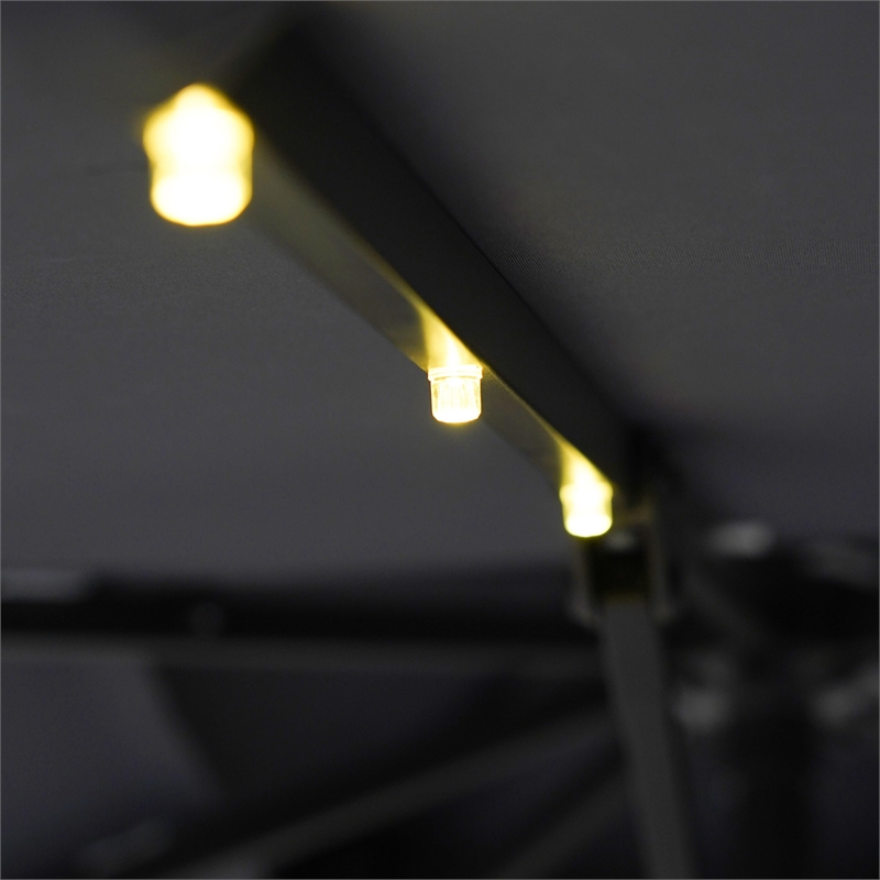 Afuera Living Aluminum LED Red Double Top Square Umbrella with Solar Panel