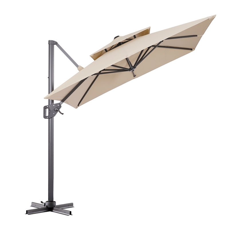Afuera Living 8' Square Double Top Outdoor Umbrella in Beige