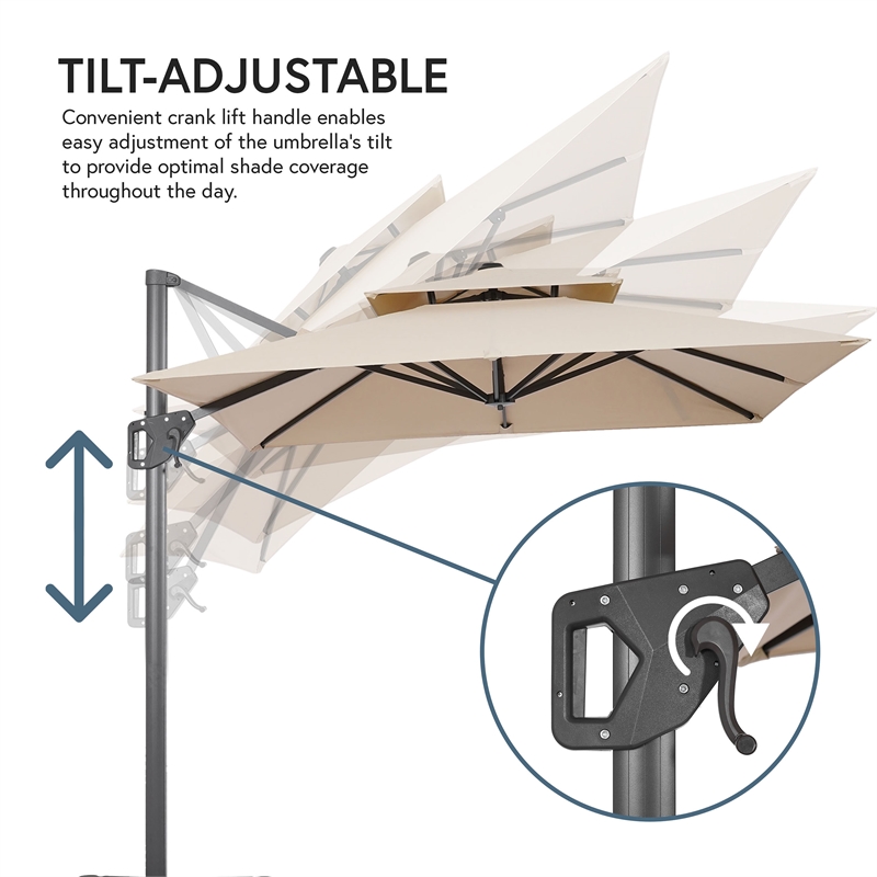 Afuera Living 8' Square Double Top Outdoor Umbrella in Beige
