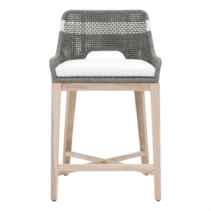 Afuera Living 26&quot Wood Outdoor Counter Stool in Gray and White Speckle