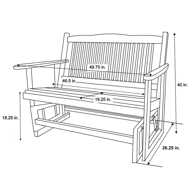 Afuera Living Traditional Hardwood Glider Loveseat in White