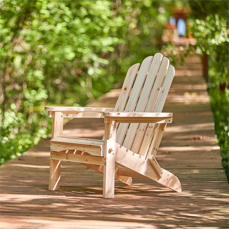 Afuera Living Cedar Folding Adirondack Chair in Natural Finish
