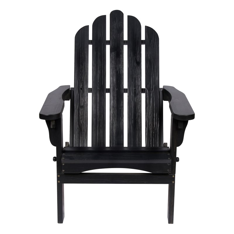 Afuera Living Cedar Wood Folding Adirondack Chair in Black