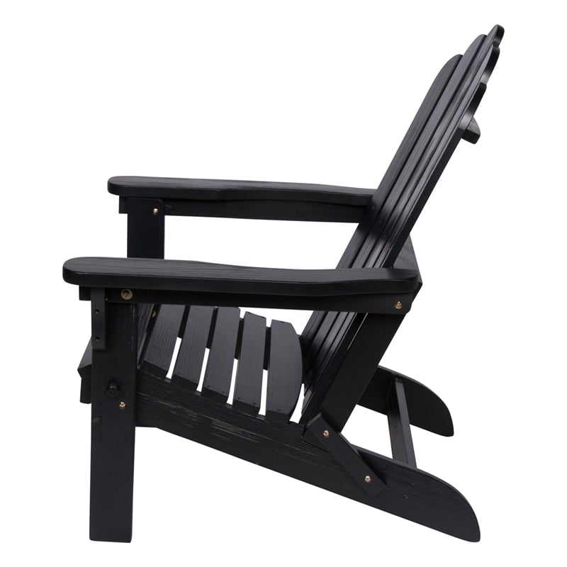 Afuera Living Cedar Wood Folding Adirondack Chair in Black