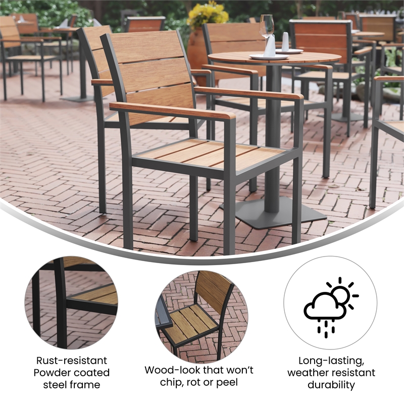 Afuera Living Metal Patio Dining Chair with Arms in Natural/Gray