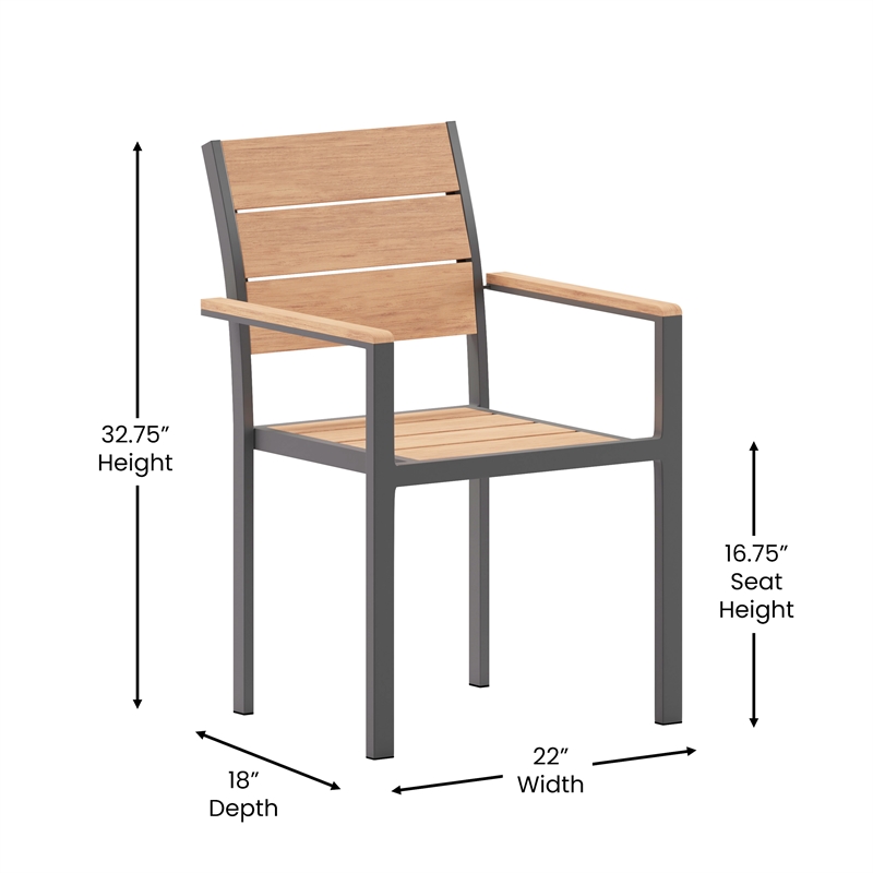 Afuera Living Metal Patio Dining Chair with Arms in Natural/Gray