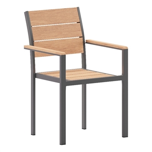 Afuera Living Metal Patio Dining Chair with Arms in Natural/Gray