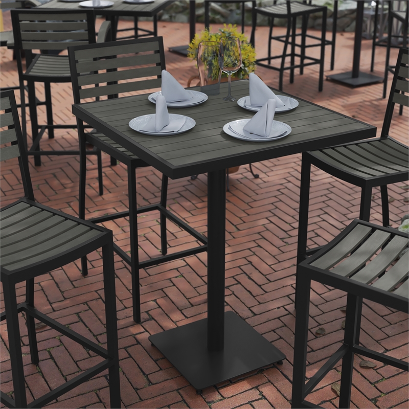 Afuera Living Square Bar Height Dining Table in Gray Wash (32