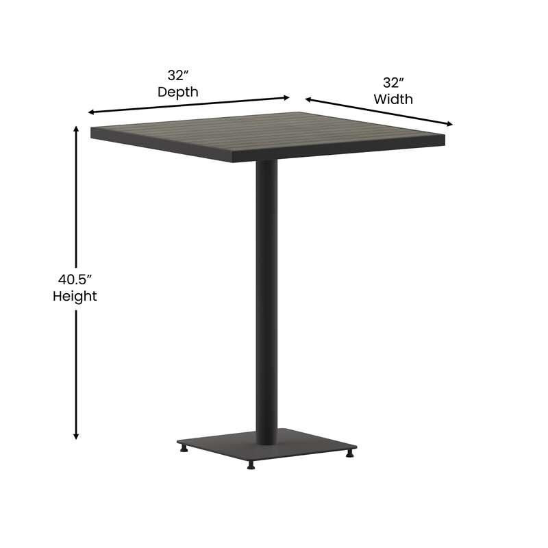 Afuera Living Square Bar Height Dining Table in Gray Wash (32