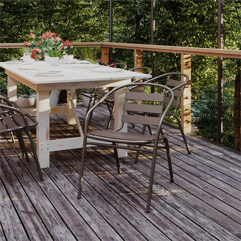 Afuera Living Aluminum Stack Chair for Outdoor and Indoor Use in Bronze