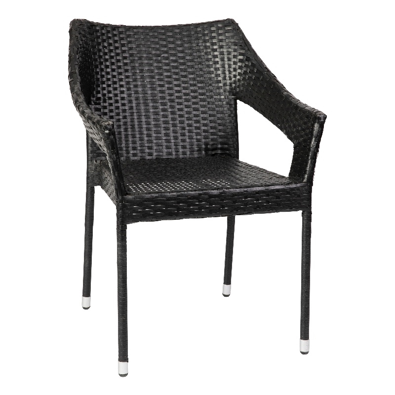 Afuera Living Rattan Patio Dining Chair with Arms in Black