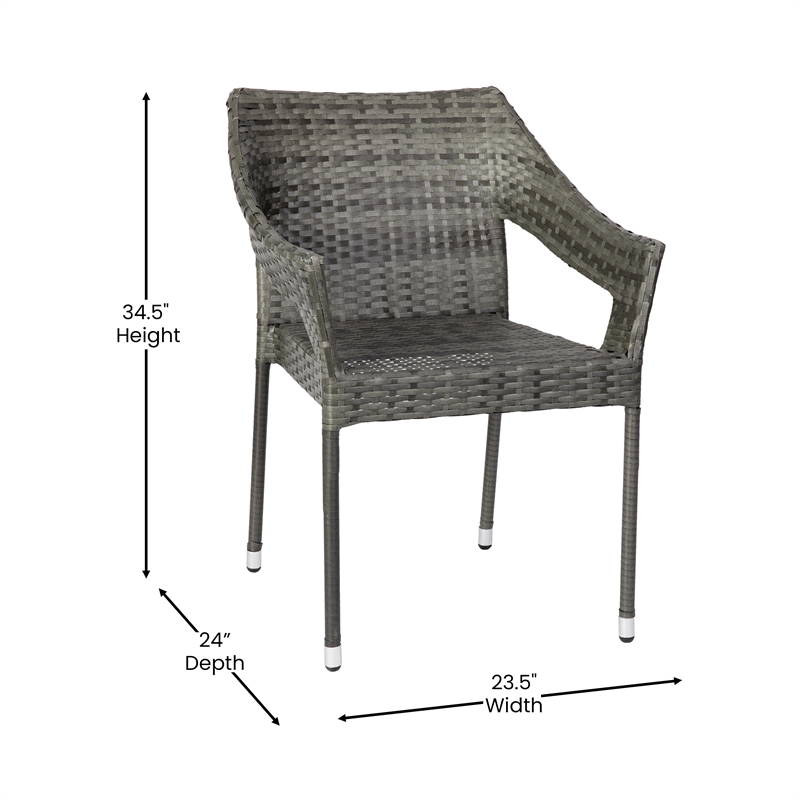 Afuera Living All-Weather Rattan Patio Chairs in Gray with Arms
