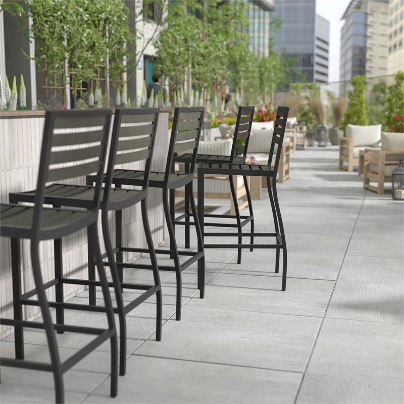 Afuera Living Aluminum Armless Bar Stool in Gray Wash