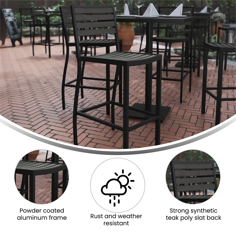 Afuera Living Aluminum Armless Bar Stool in Gray Wash