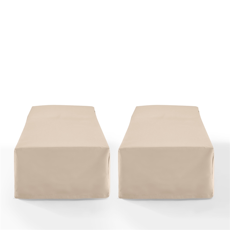 Afuera Living Vinyl Outdoor Chaise Lounge Covers in Tan (Set of 2)