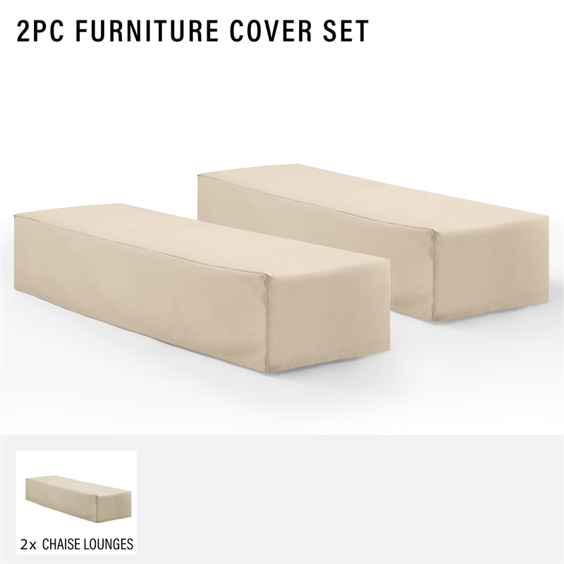 Afuera Living Vinyl Outdoor Chaise Lounge Covers in Tan (Set of 2)