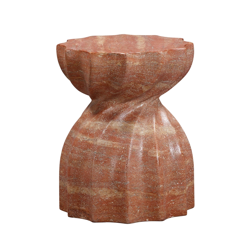 Afuera Living Turin Faux Marble Concrete Stool in Red