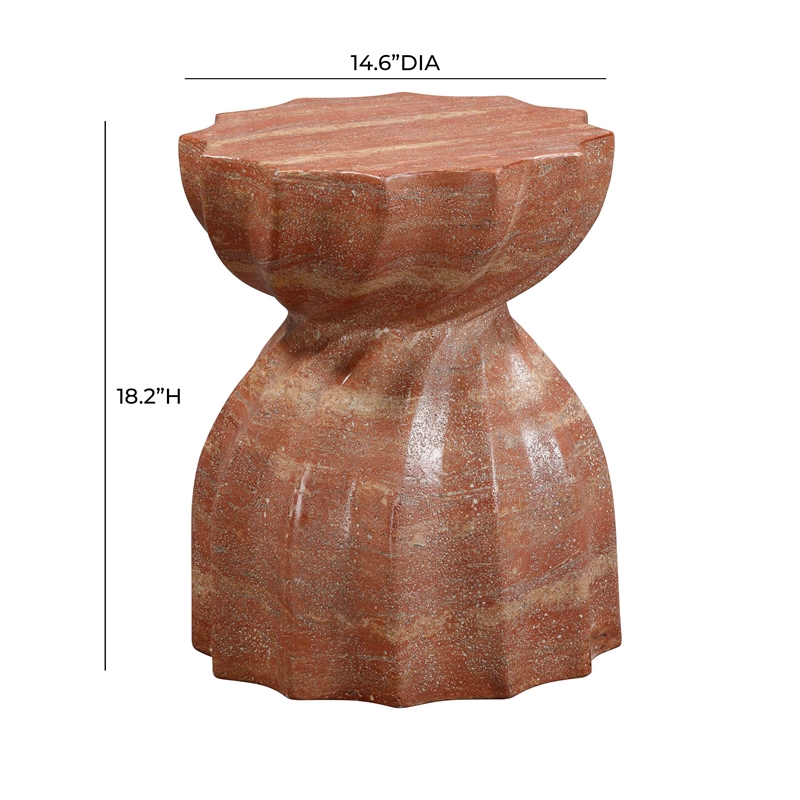 Afuera Living Turin Faux Marble Concrete Stool in Red