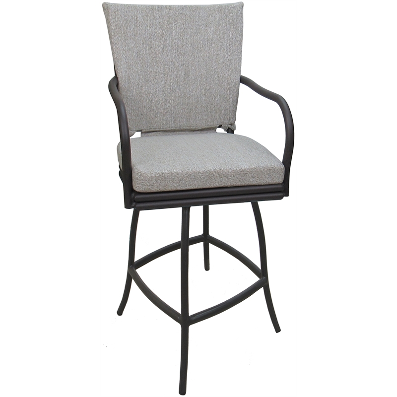 Afuera Living Gray Frame 26 in Indoor Outdoor Counter Stool with Cushion