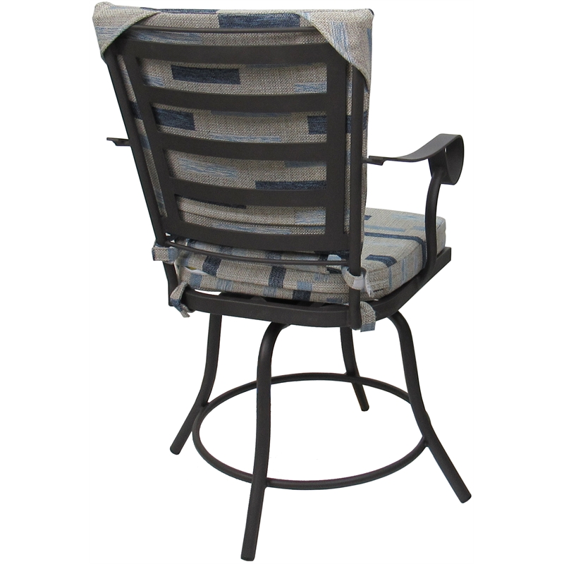 Afuera Living Jamey 5-Piece Dining Set Blue Beige Cushions Gray Frame