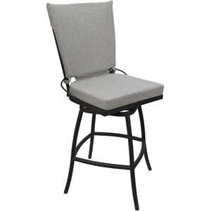 Afuera Living Jamey 26&quot Armless Bar Stool with White Fabric & Gray Frame
