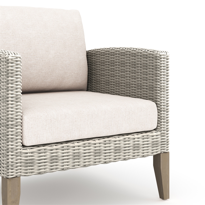 Afuera Living Carezza Wood/Wicker 5-Piece Patio Set in Taupe